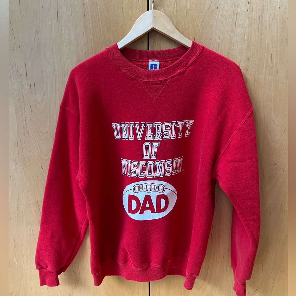 Vintage University Of Wisconsin Dad Russell Sweatshirt Size XL Badgers Football
